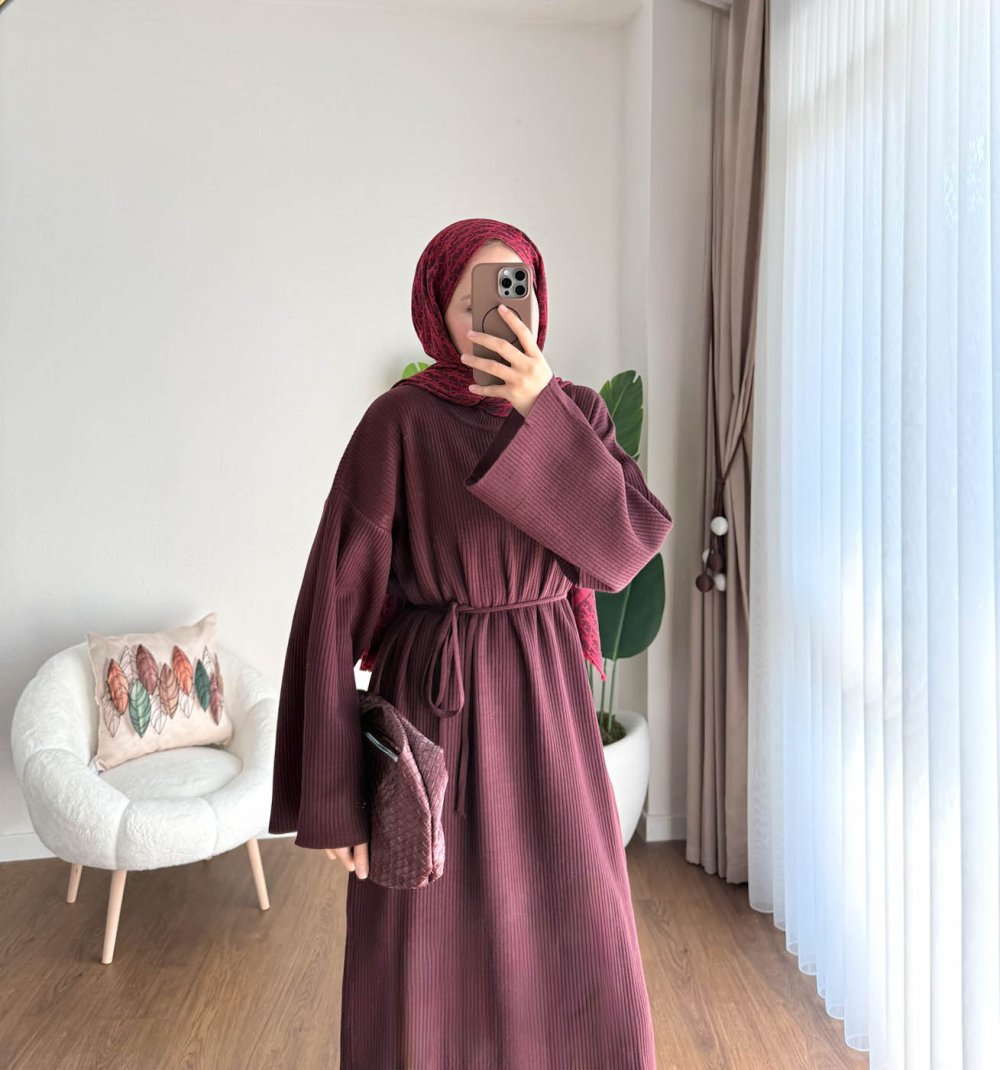 Afra Triko Elbise Bordo