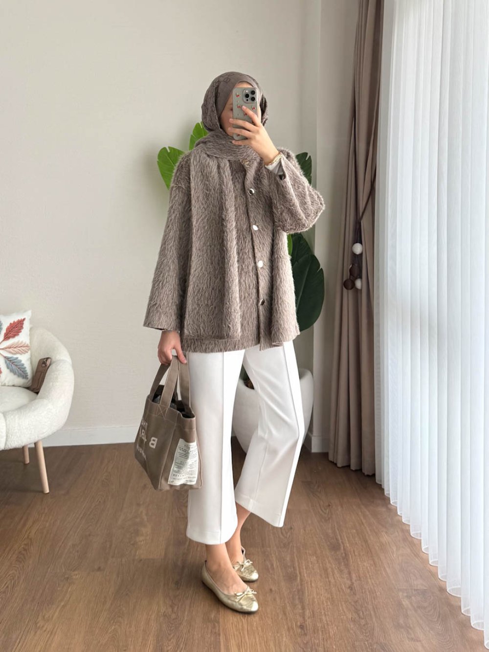 Atkılı Maxmara Ceket Sütlü Kahve