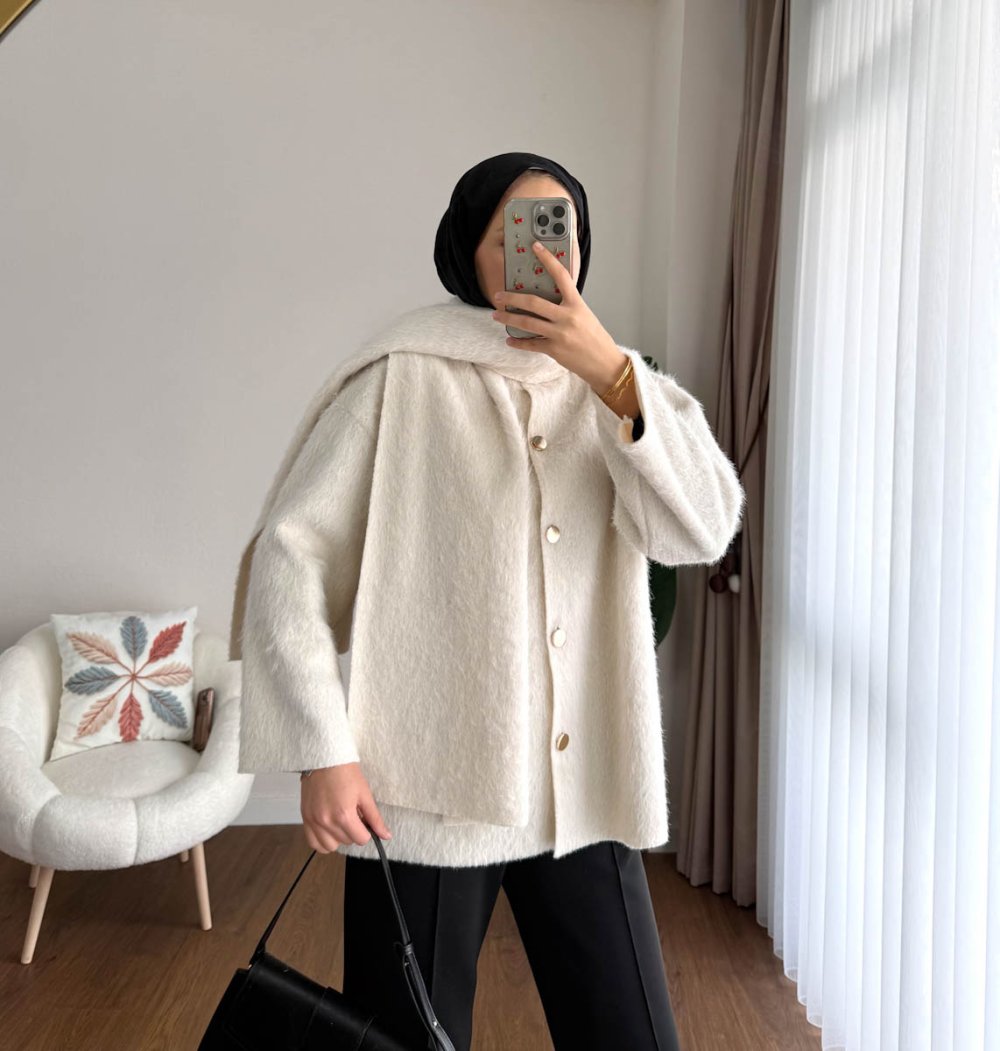 Atkılı Maxmara Ceket Krem