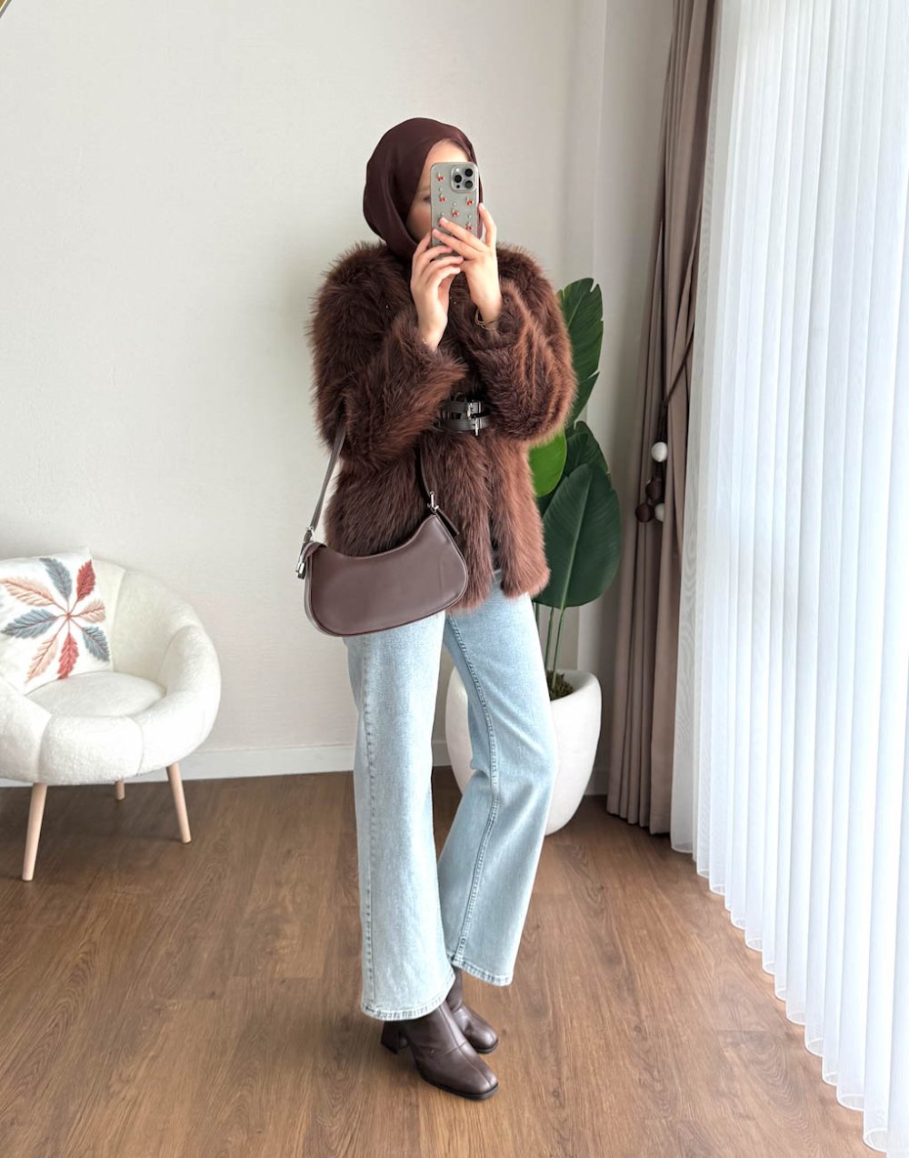 Beli Kemerli Kürk Kahverengi