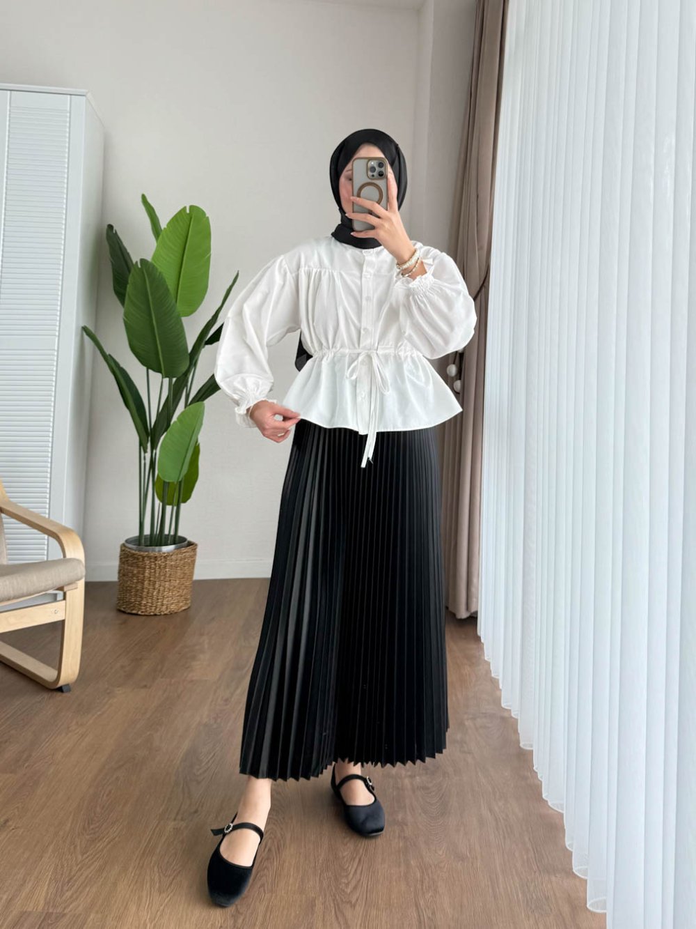 Beli Tünelli Kısa Gömlek Ekru