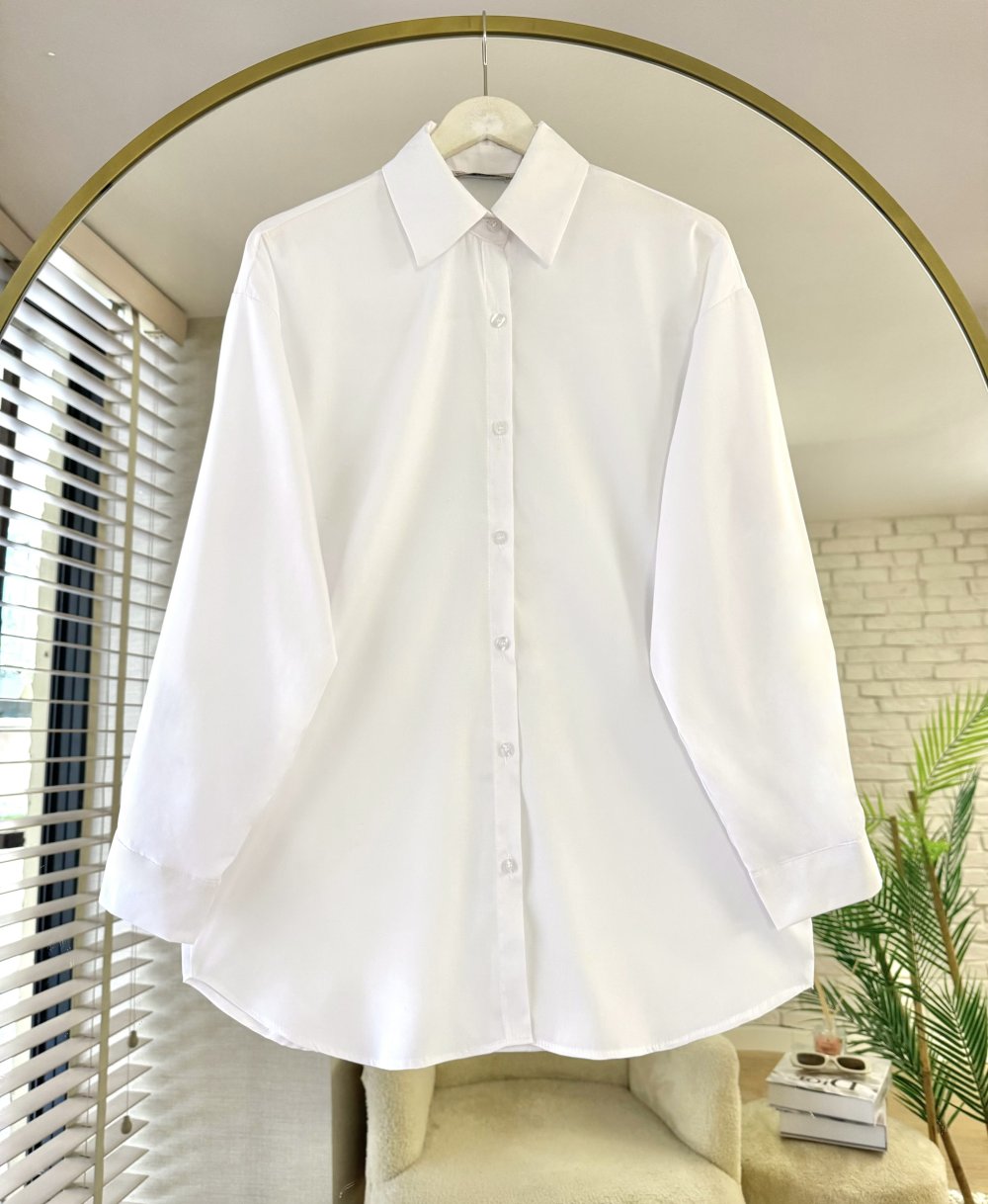 Boyfriend Poplin Gömlek Beyaz