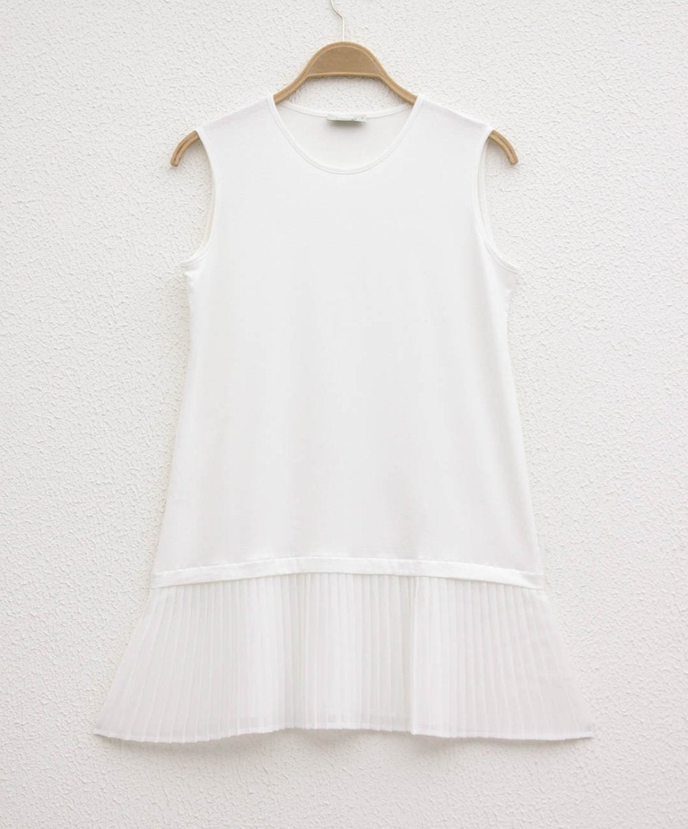 Etek Ucu Piliseli Sıfır Kol İçlik Ekru