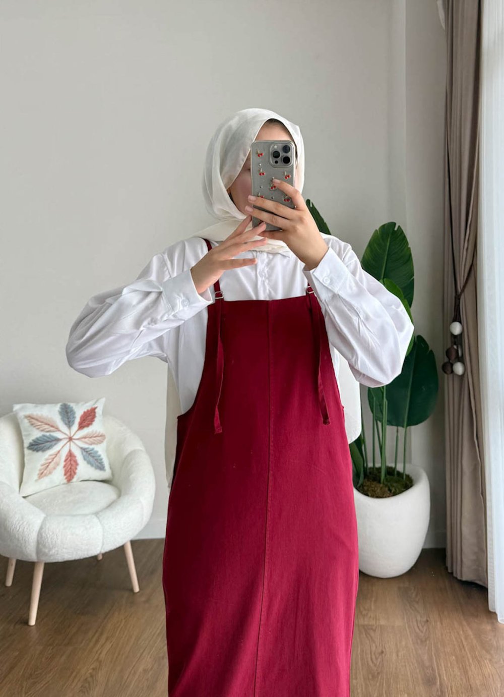 İpli Gabardin Jile Bordo