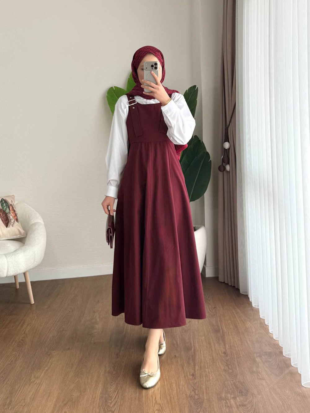 Kamila Gabardin Jile Koyu Bordo