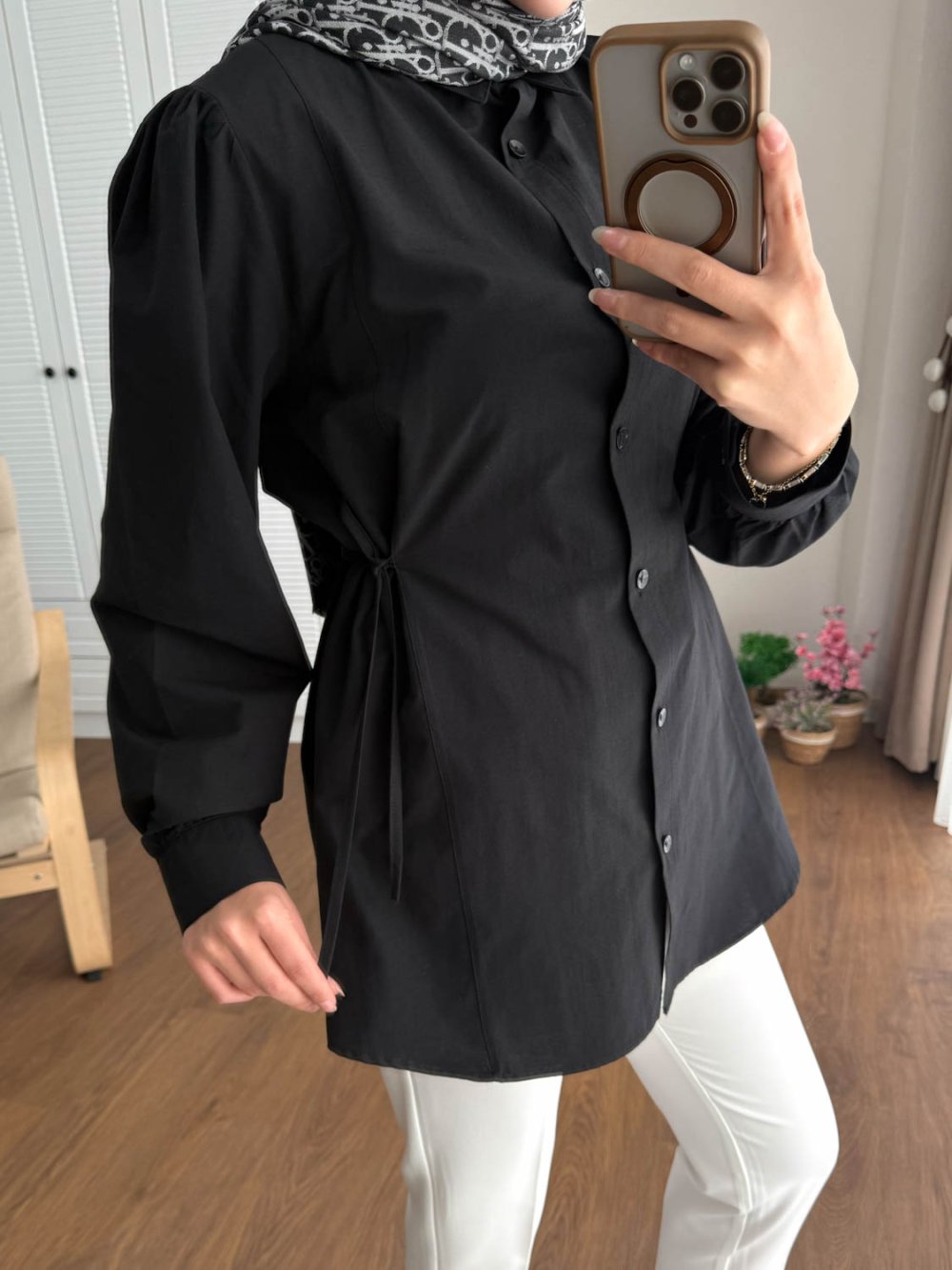 Lace Poplin Gömlek Siyah