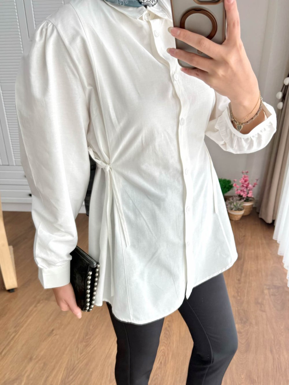 Lace Poplin Gömlek Ekru