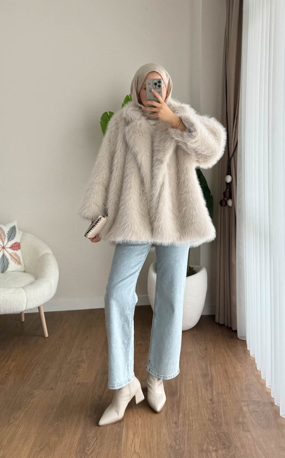 Lolita Kürk Ceket Taş Rengi