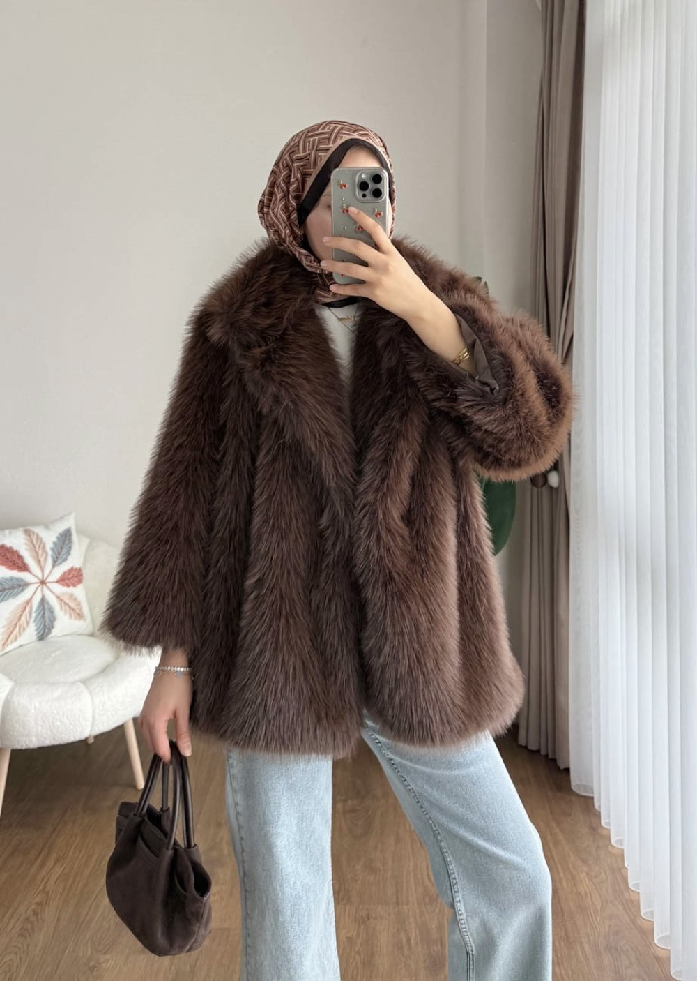 Lolita Kürk Ceket Kahverengi