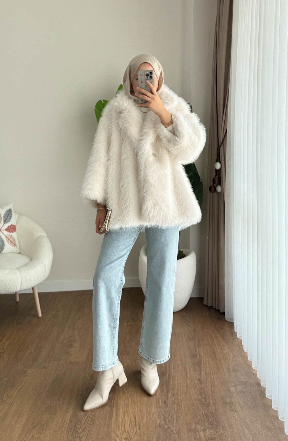 Lolita Kürk Ceket Ekru