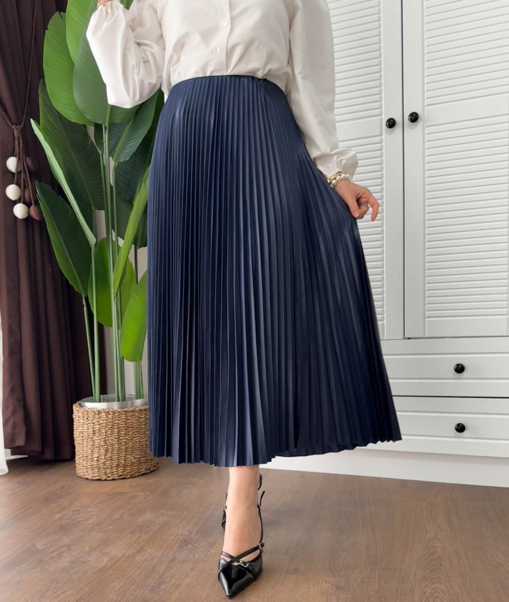 Piliseli Etek Lacivert