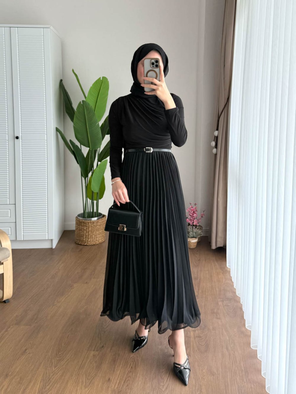 Poppy Şifon Etek Siyah