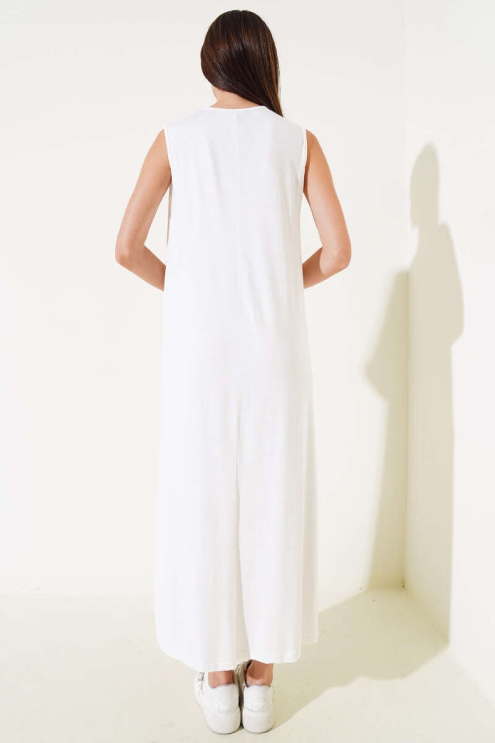 Sıfır Kol Elbise İçliği Beyaz