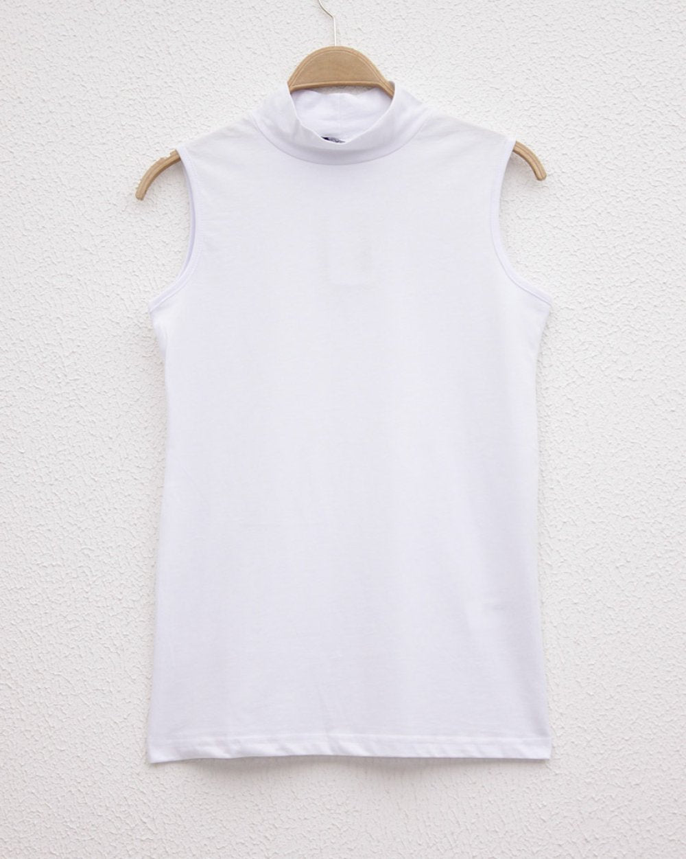 Sıfır Kol Balıkçı Yaka İçlik Beyaz