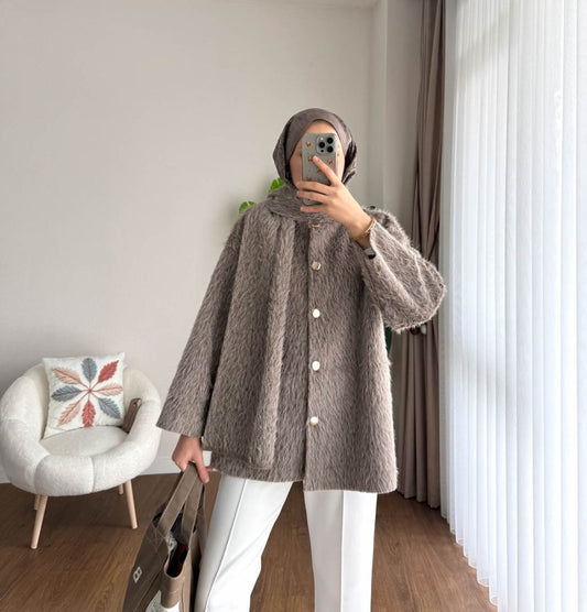 Atkılı Maxmara Ceket Sütlü Kahve