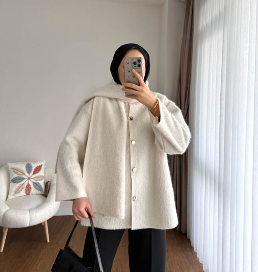 Atkılı Maxmara Ceket Krem