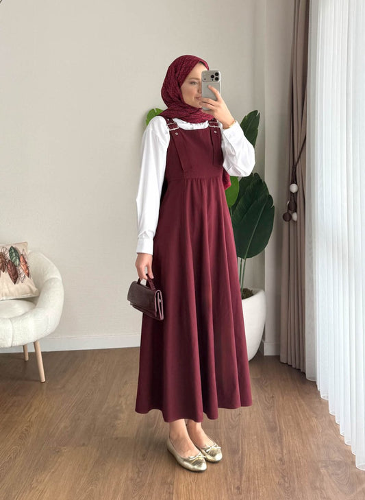 Kamila Gabardin Jile Koyu Bordo