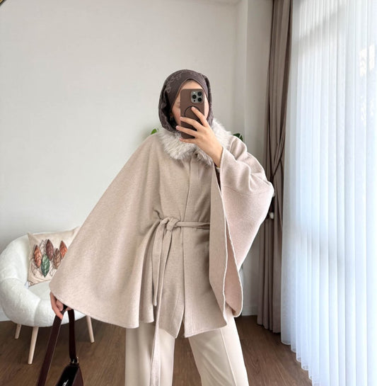 Kürklü Kaşe Panço Bej