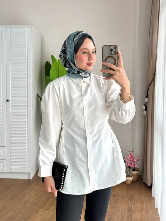 Lace Poplin Gömlek  Ekru