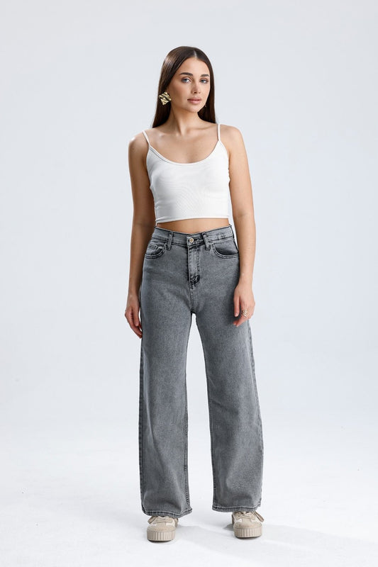 Likralı Palazzo Jean Gri