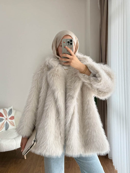 Lolita Kürk Ceket  Taş Rengi