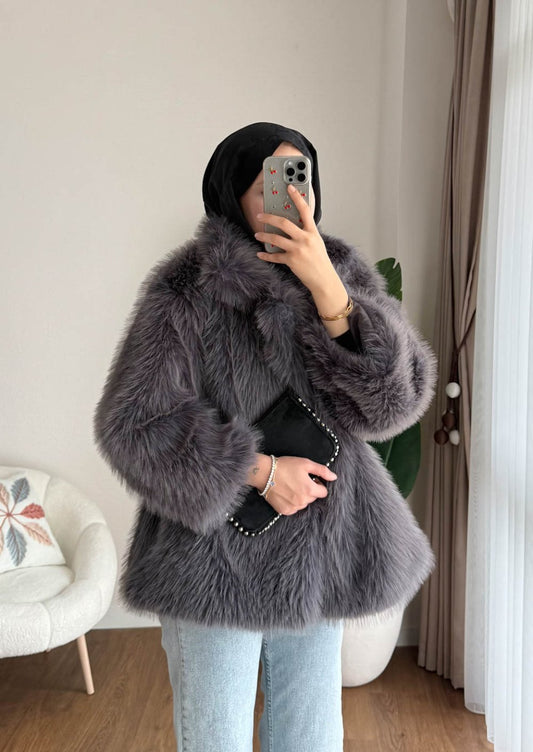 Lolita Kürk Ceket  Füme