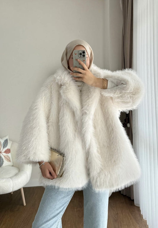 Lolita Kürk Ceket  Ekru