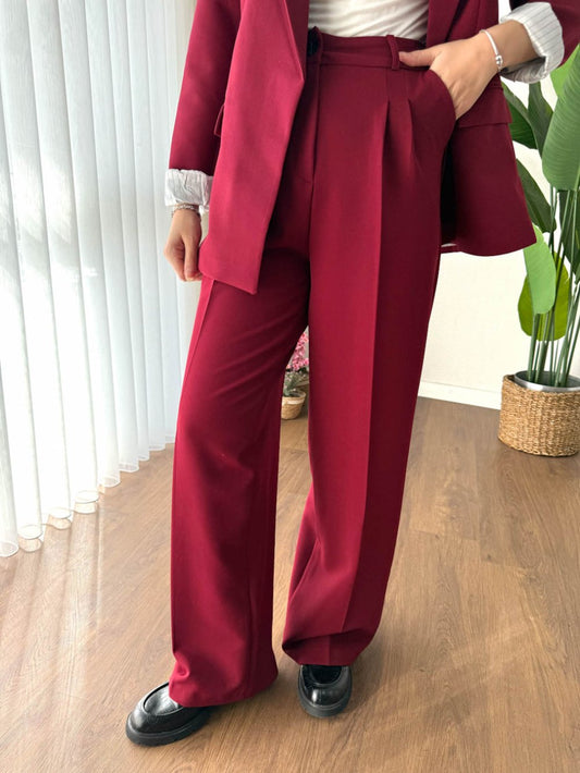 Palazzo Double Pantolon Bordo