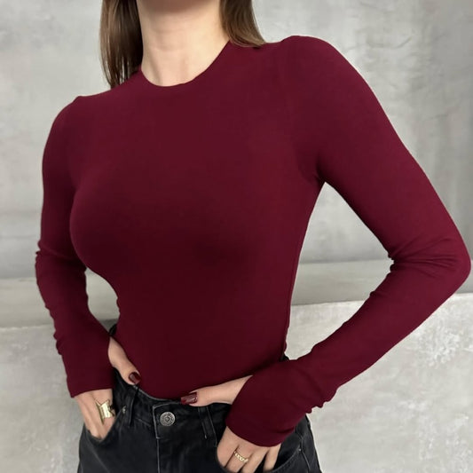 Parmak Geçmeli Body  Bordo