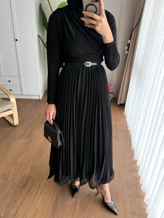 Poppy Şifon Etek Siyah