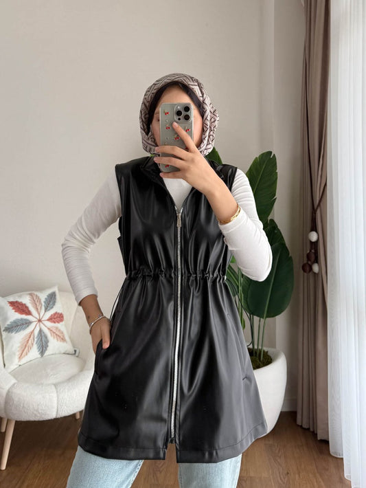 Renata Deri Yelek Siyah